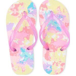 NEW The Childrens Place Tie Dye Pastel Slip On Thong Flip Flop Sandals 10/11 NWT
